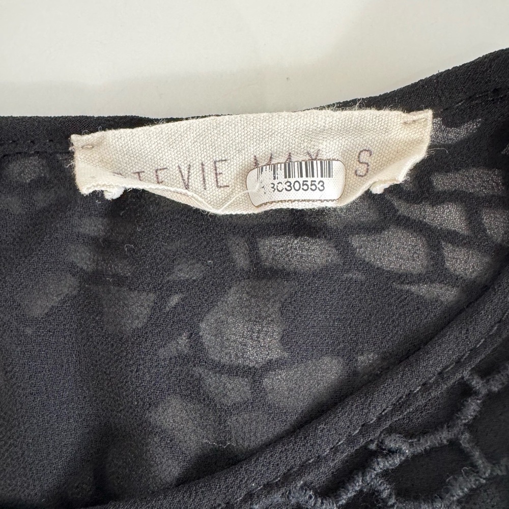 Stevie May Long Sleeve Top Lace Blouse Sheer Arm Crewneck Black Size S - Picture 3 of 7